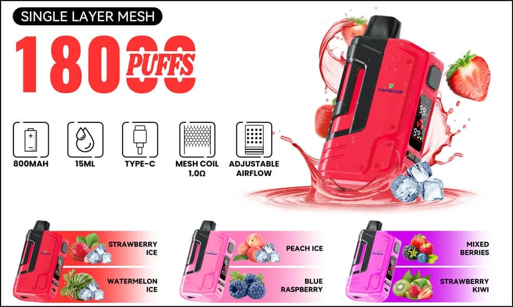 E-Cigarette 18000 Puffs Disposable Vape the Vapmind Vape Shop Online Vape Shop Near Me Vape Stores Top 10 Disposable Vapes for Beginners