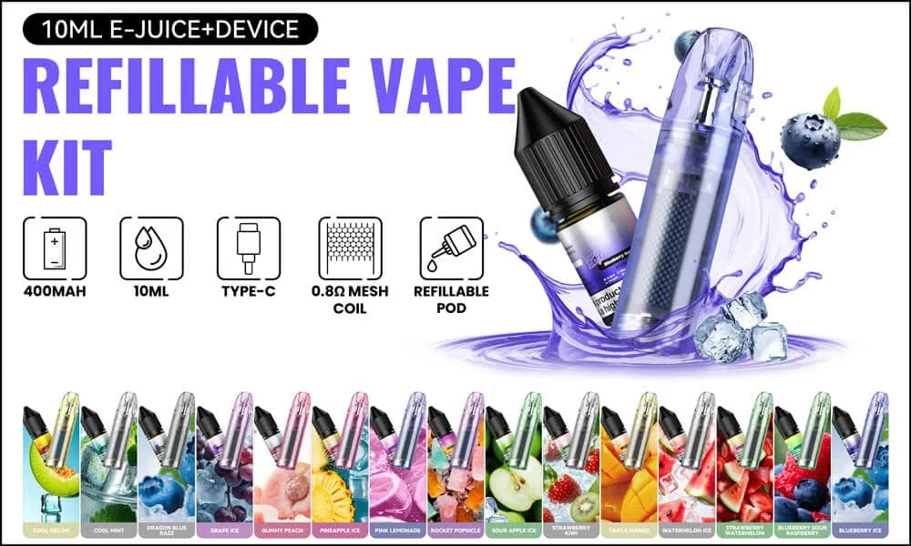 Refillable Disposable Vape E-Cigarette & 10ml Vape Juice Vapmind Vape Shop Oil filling operation instructions